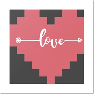 Pixel heart love. Valentines Day Posters and Art